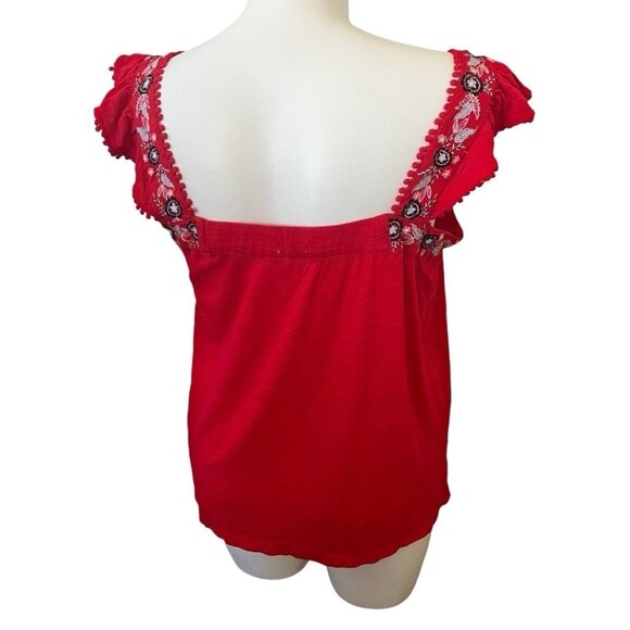 Style & Co Cherry On Top Women's Size Large Red Embroidered Square Neck Top - Picture 4 of 6